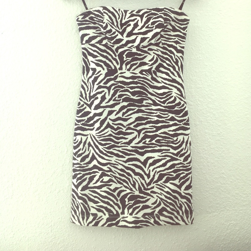 Strapless Zebra Print Dress S